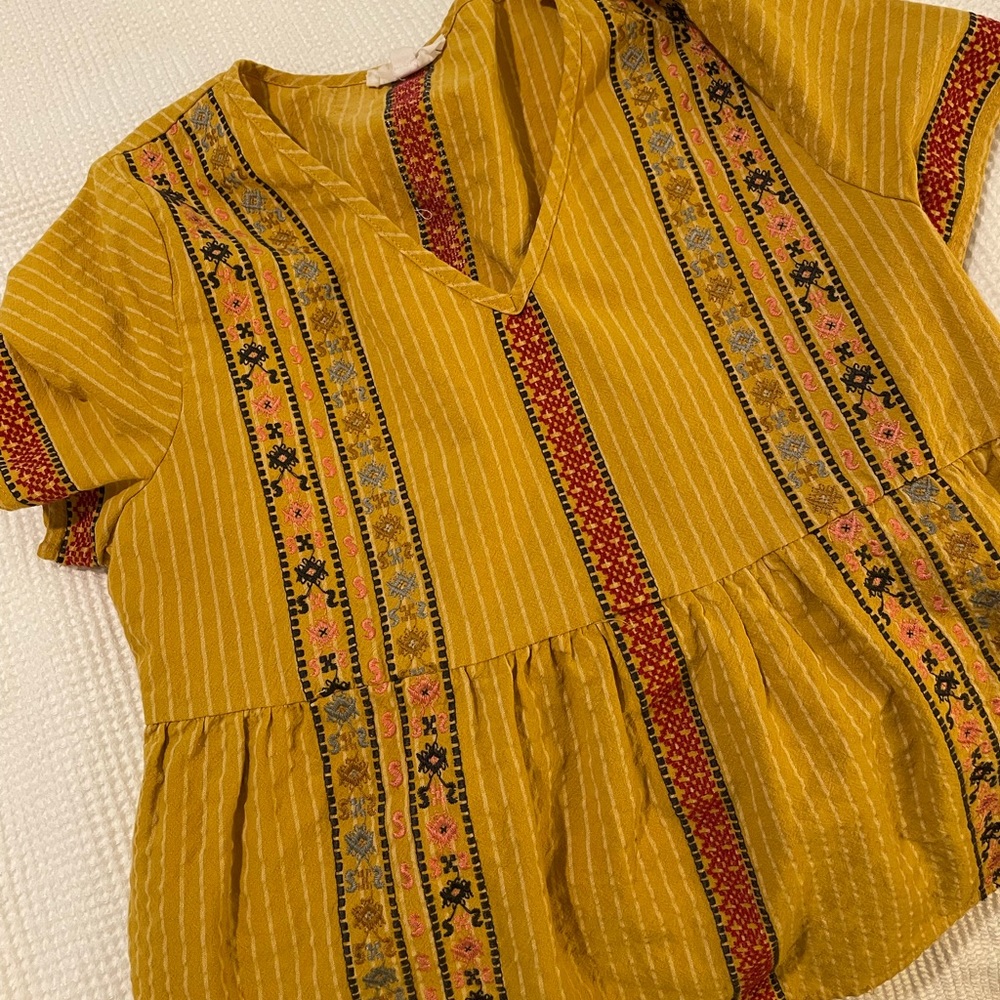 Yellow bohemian babydoll top